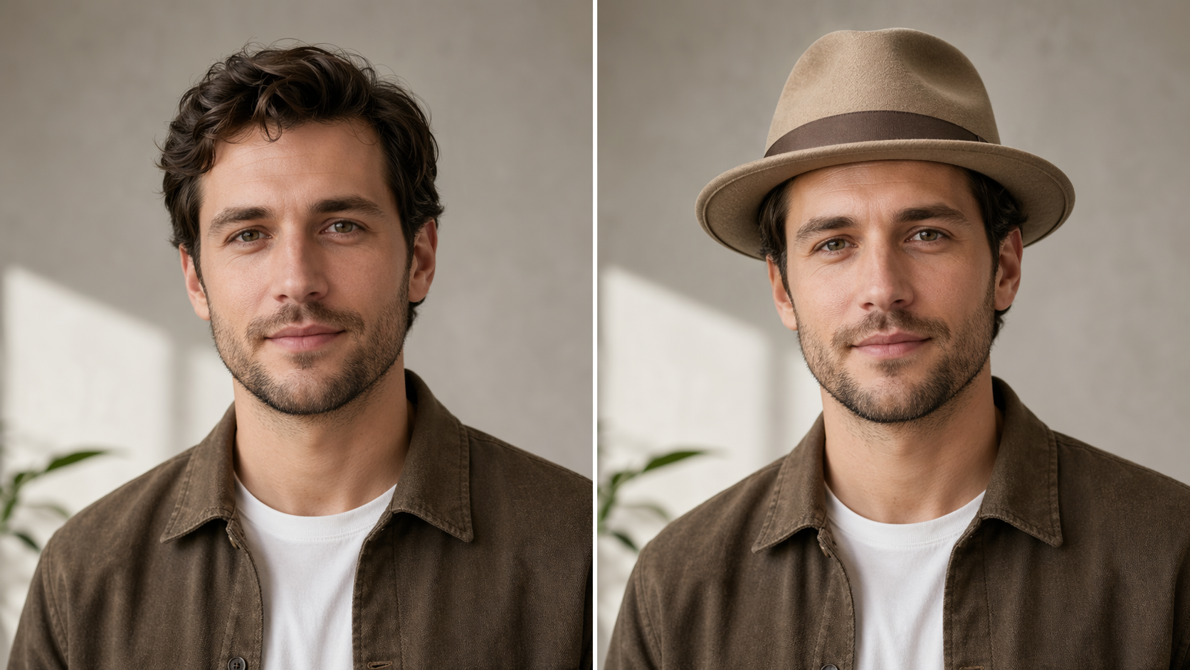 Plain portrait to natural hat styling
