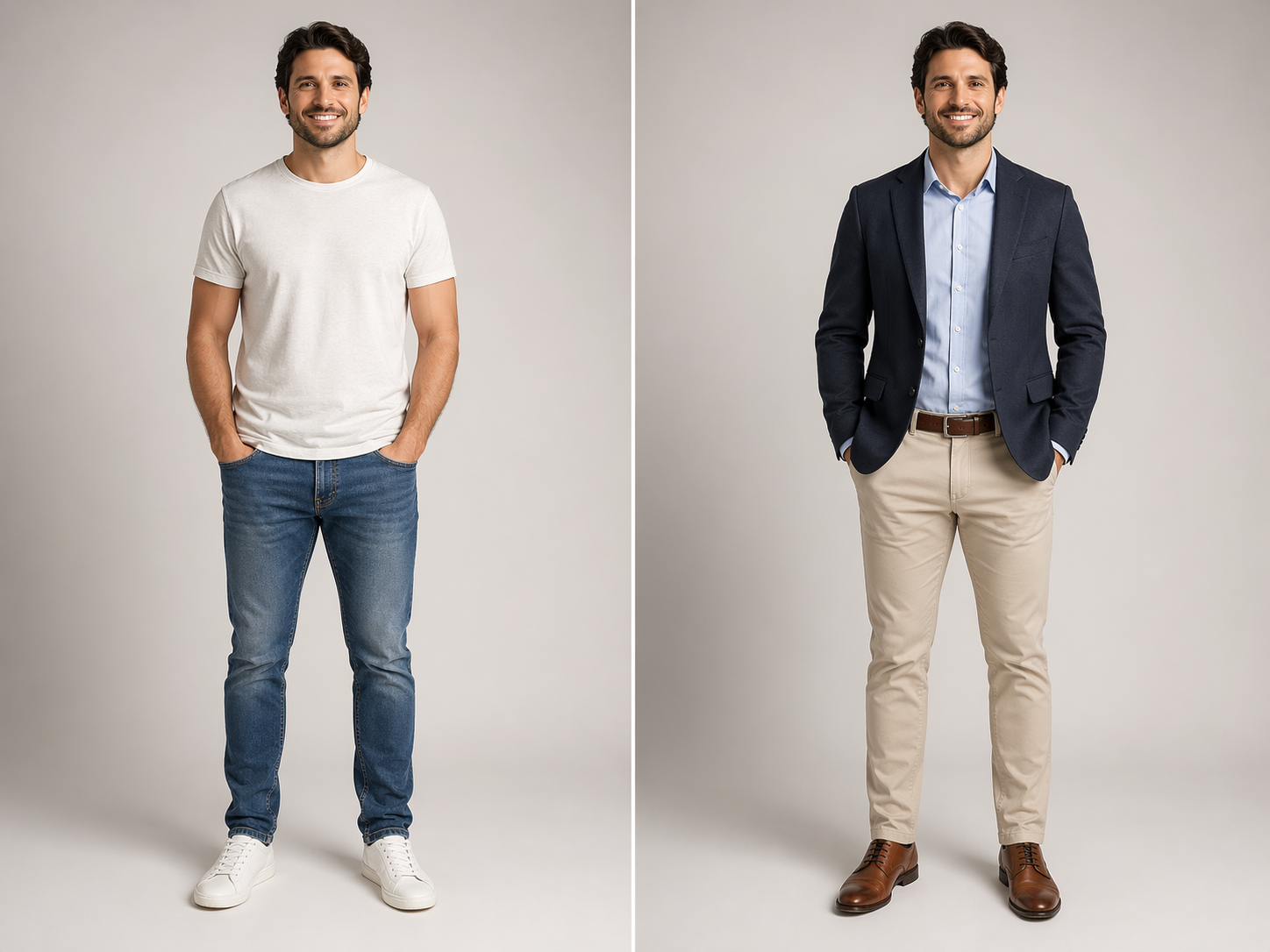 Casual outfit to business-casual look